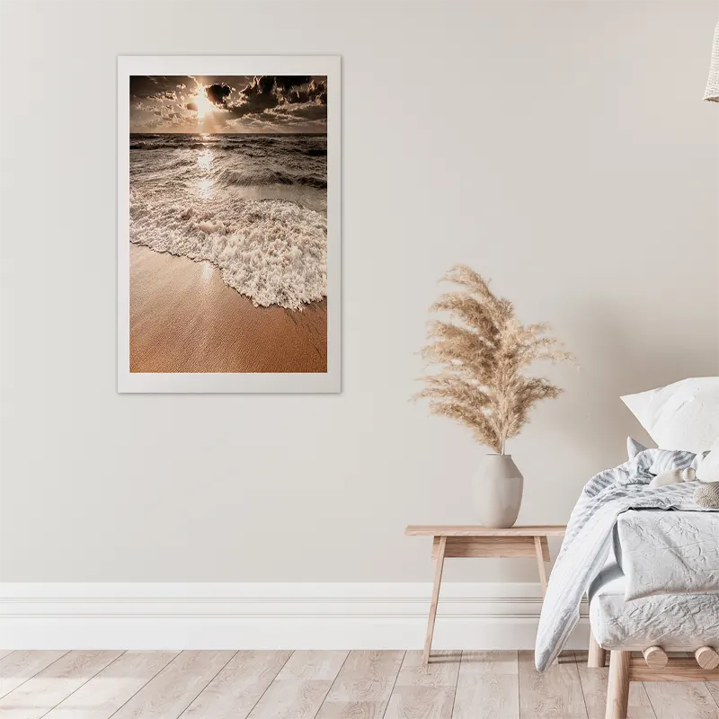 Affiche déco d'une plage paradisiaque vagues avec marge