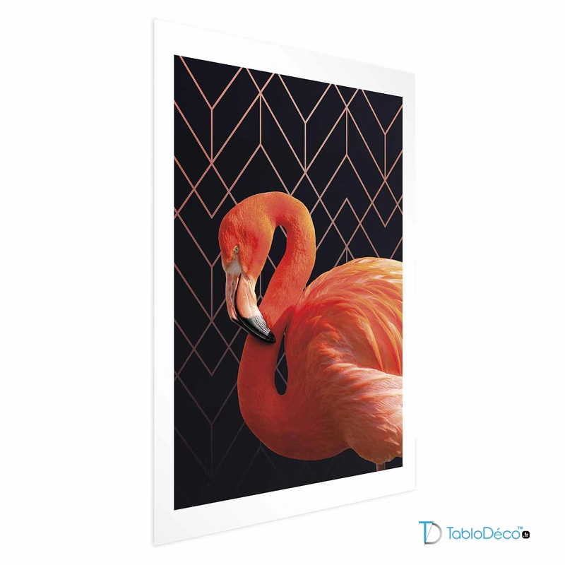 Affiche d'un Flamant Rose Design avec une marge