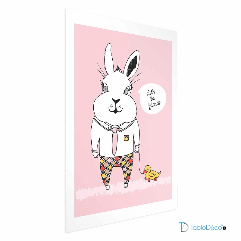 Affiche d'un Lapin Amical avec une marge