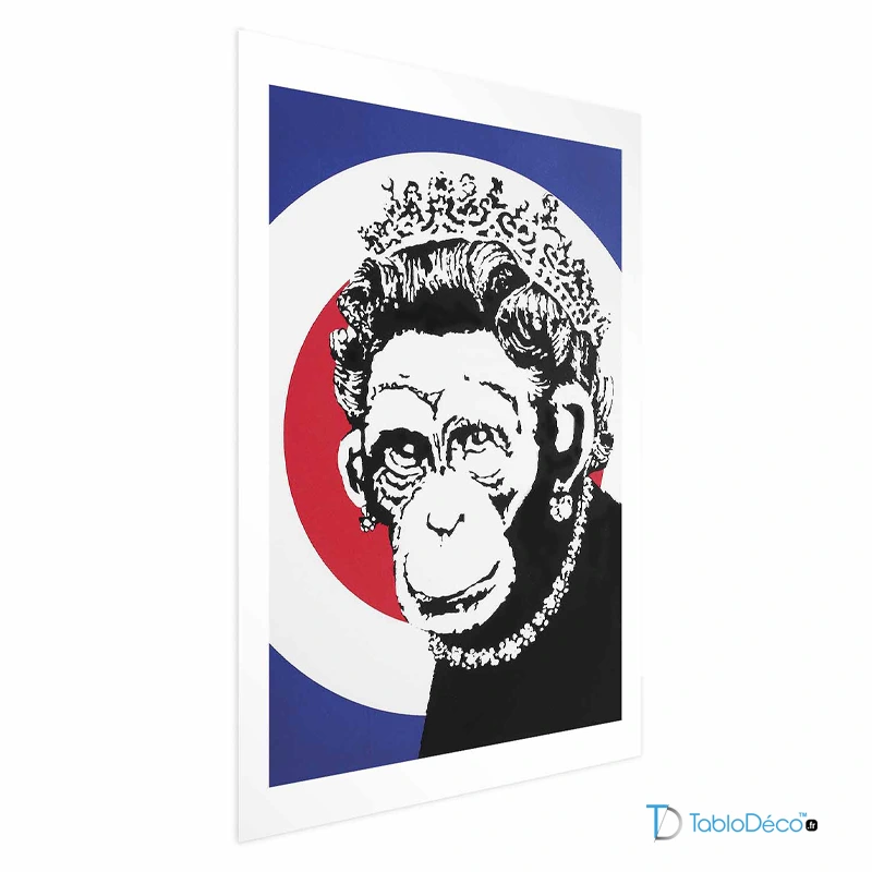 Affiche murale Banksy monkey queen avec marge
