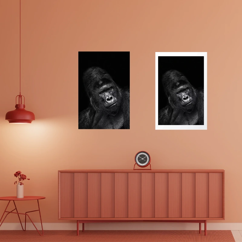 Affiche Murale d'un Gorille en Noir et Blanc