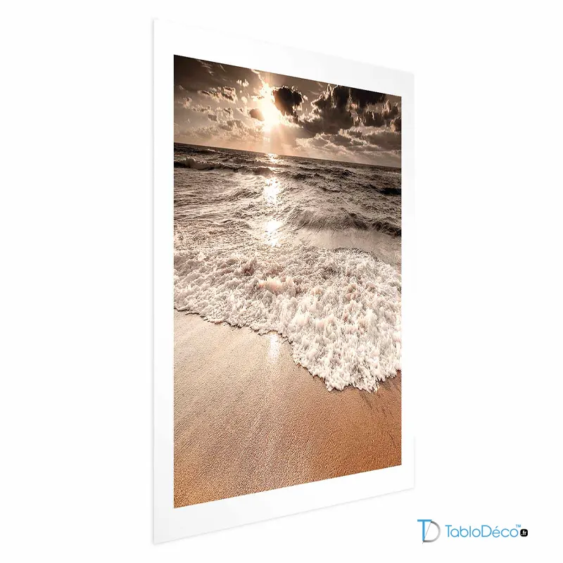 Affiche murale plage paradisiaque vagues avec marge