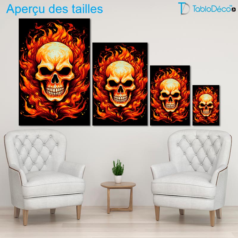 Tableau Tête de mort en Feu