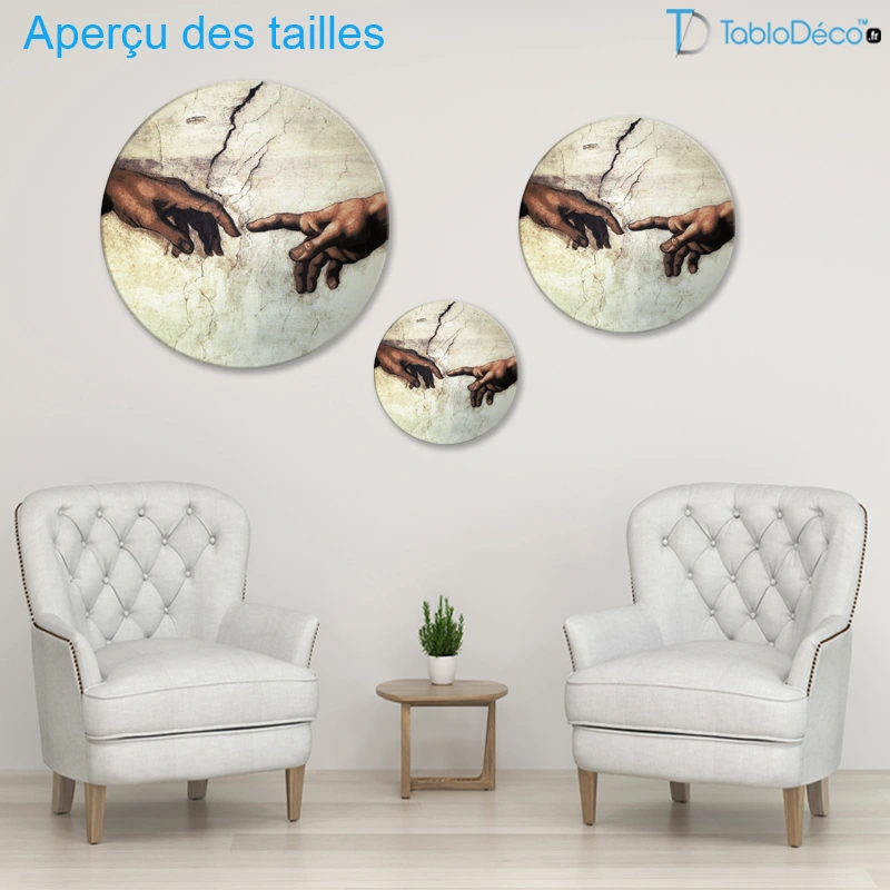 Tableau Rond - La Création d'Adam (Michel-Ange)