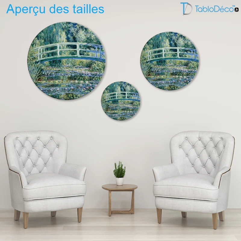 Tableau Rond - Nénuphars et Pont Japonais (Monet)