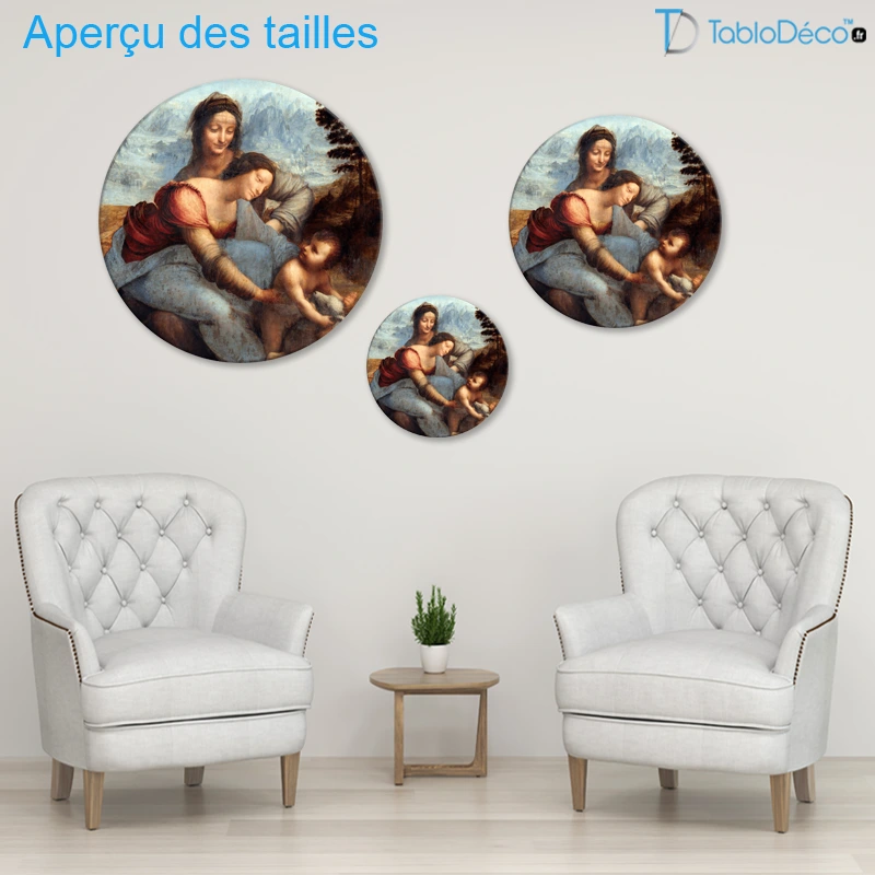 Tableau Rond - La Sainte Anne (de Vinci)