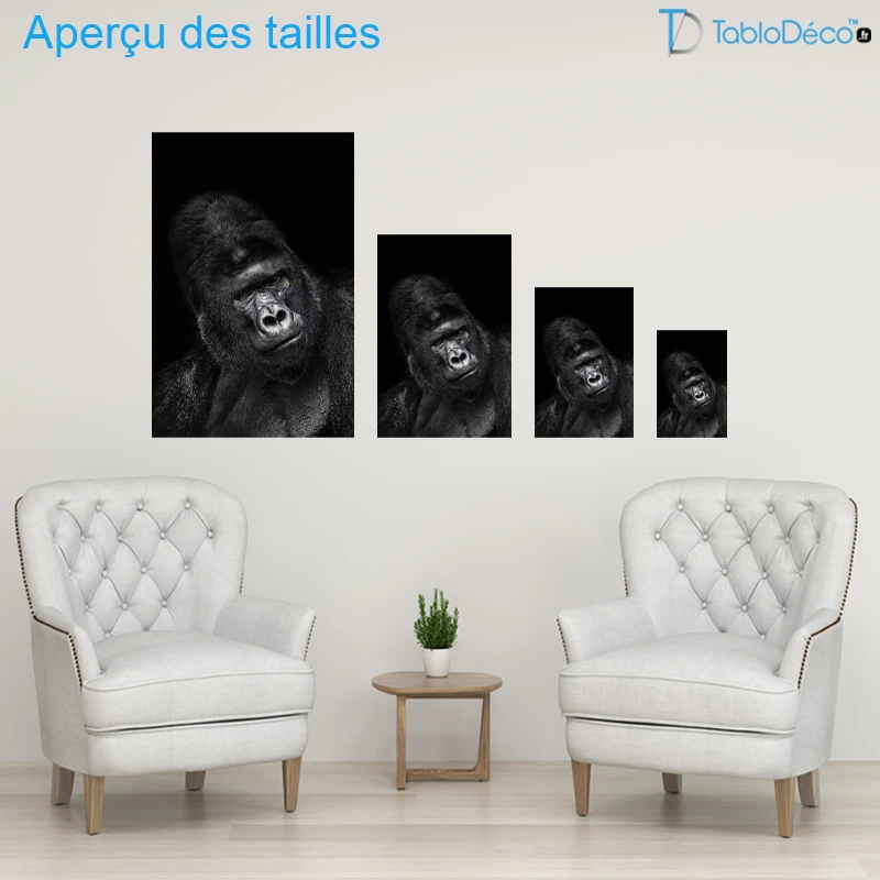 Poster Gorille Noir et Blanc