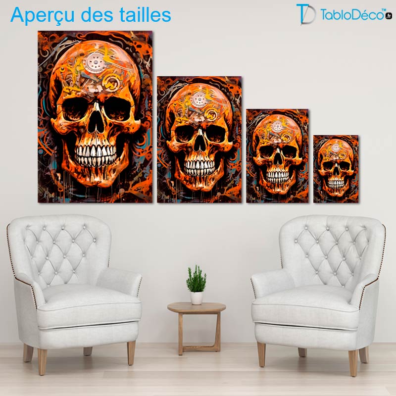 Grand Tableau Tête de Mort Orangé