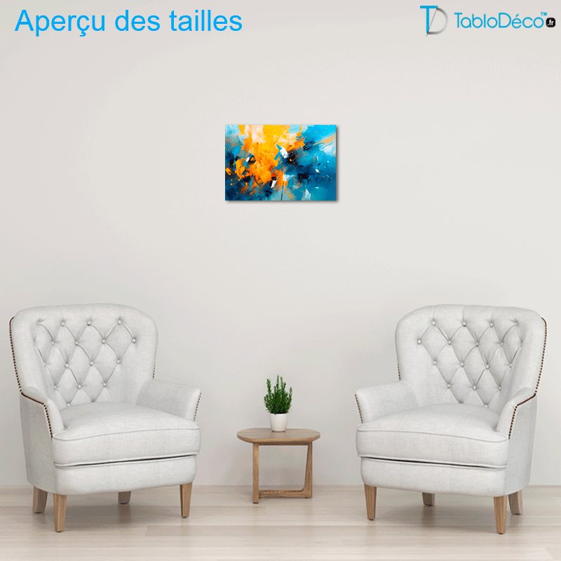 Tableau Abstrait Bleu et Jaune