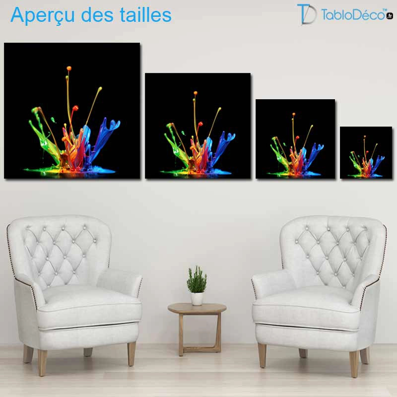 Tableau Abstrait Carré - Splash Multicolore