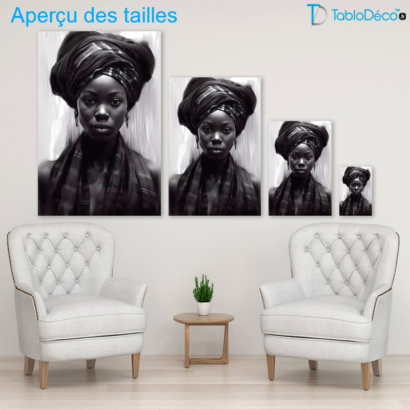 Tableau Femme Africaine Noir et Blanc