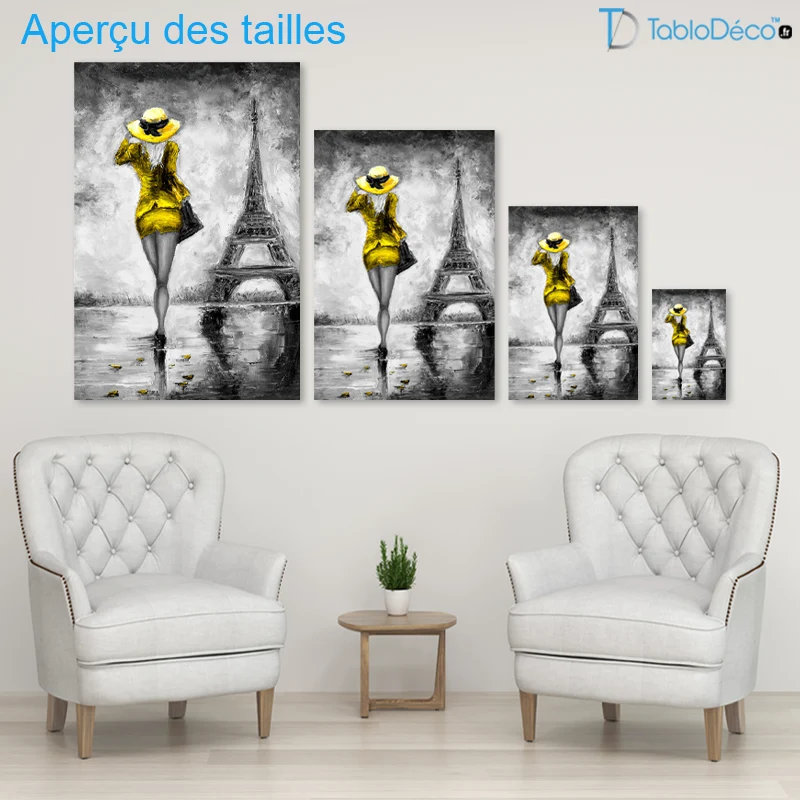Tableau Femme en Robe Jaune