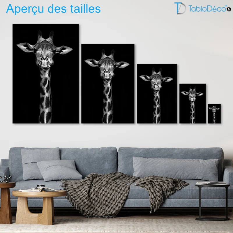 Tableau Girafe en Noir et Blanc