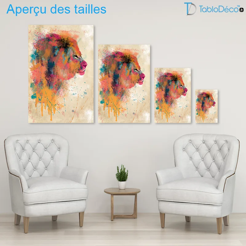 Tableau Lion Abstrait Couleurs