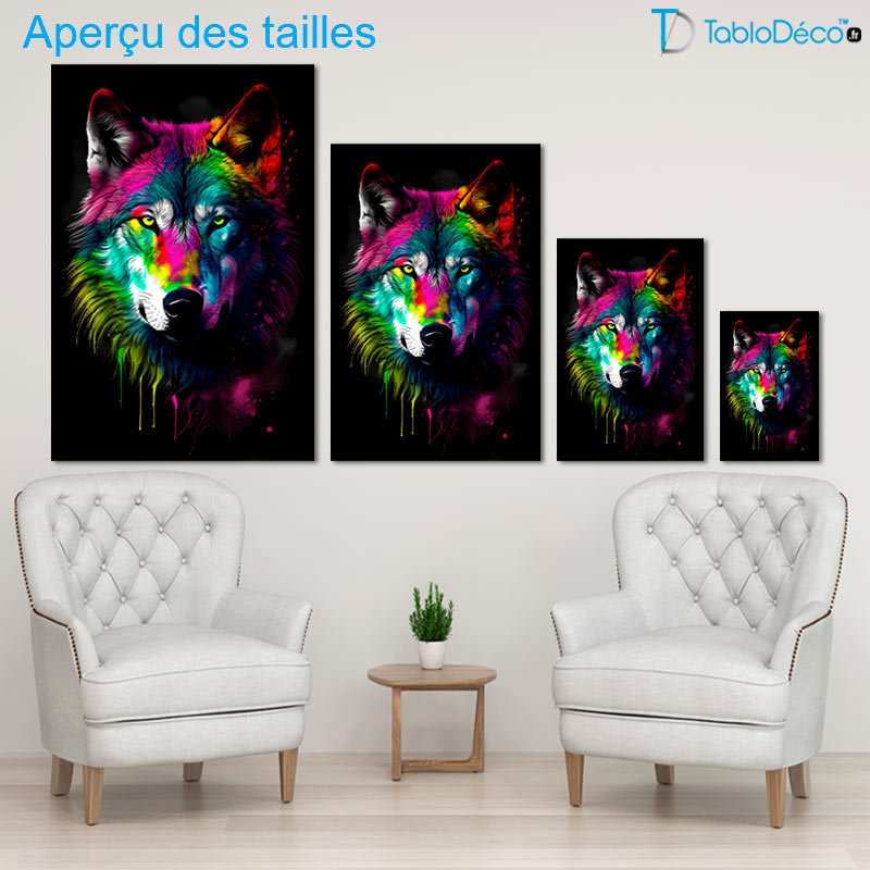 Tableau Loup Multicolore