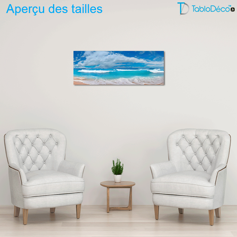 Tableau Panoramique Paysage Vague Bleue