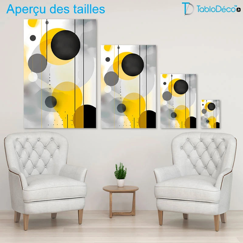 Tableau Scandinave Jaune Noir Gris Blanc