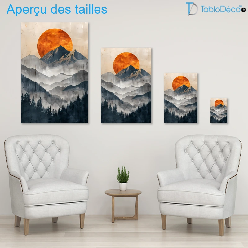 Tableau Scandinave Soleil Orangé