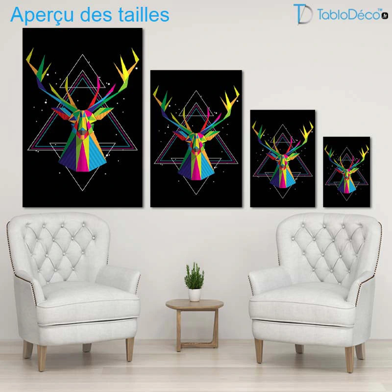 Tableau Tête de Cerf Géométrique