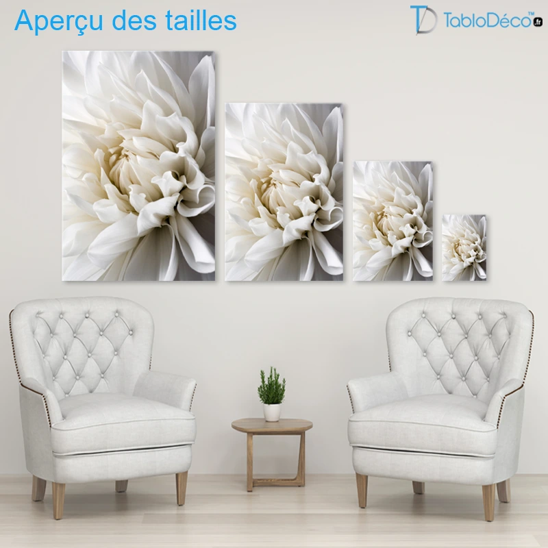Tableau Dahlia Blanche Immaculée