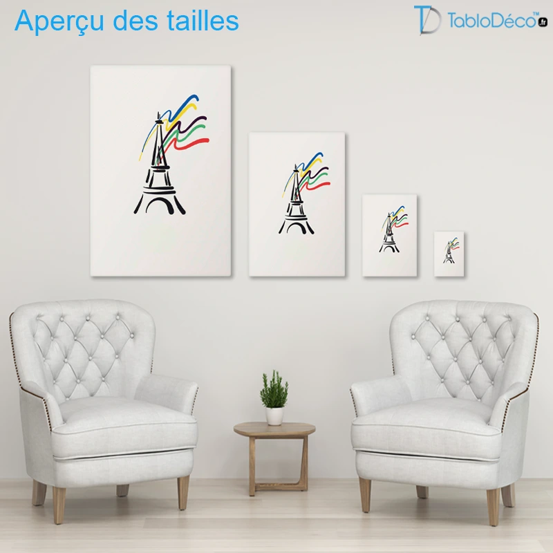 Tableau Tour Eiffel et Rubans Colorés