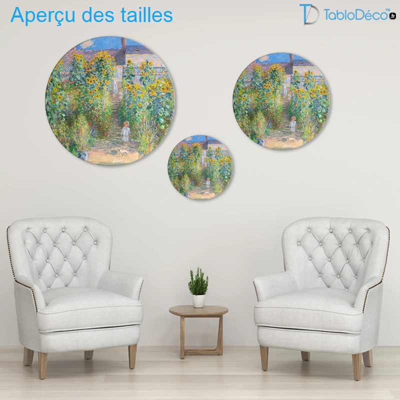 Tableau Rond - Le Jardin de Monet à Vétheuil (Monet)