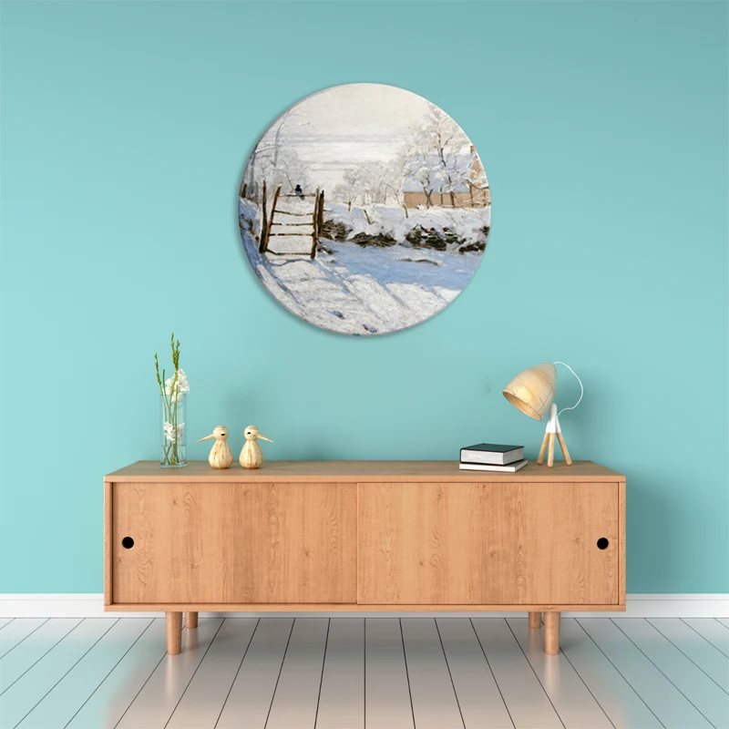 La Pie de Claude Monet au format d'un tableau rond