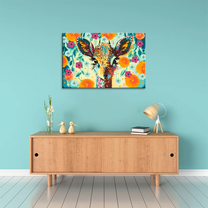 Peinture numérotée sur toile d'une Petite Biche Colorée