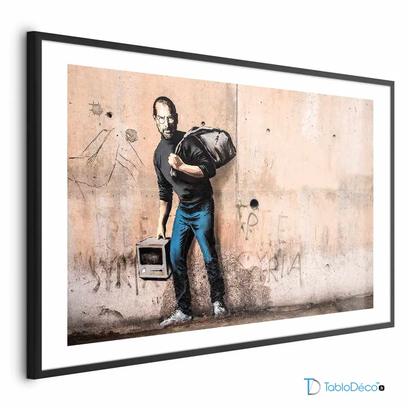 Poster Steve Jobs de Banksy cadre noir et avec marge