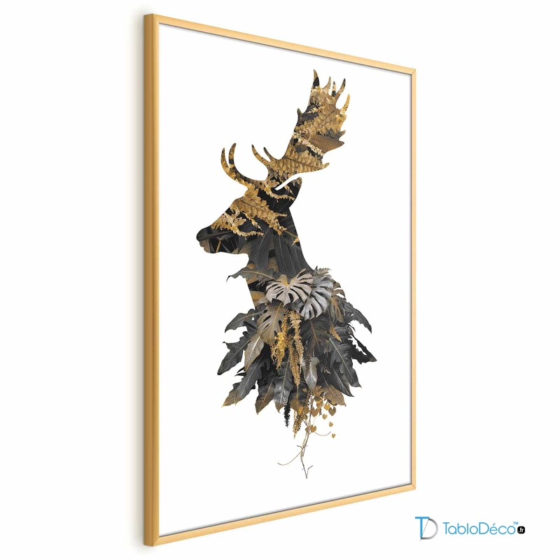 Poster d'un Cerf des Bois avec un cadre doré