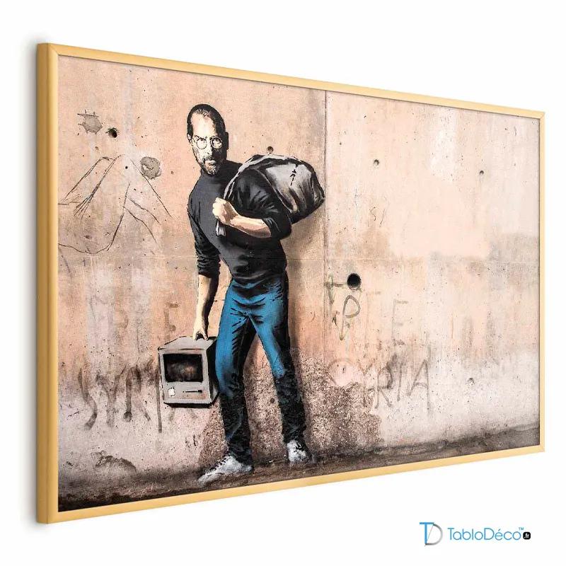 Poster encadré Steve jobs de Banksy avec cadre doré