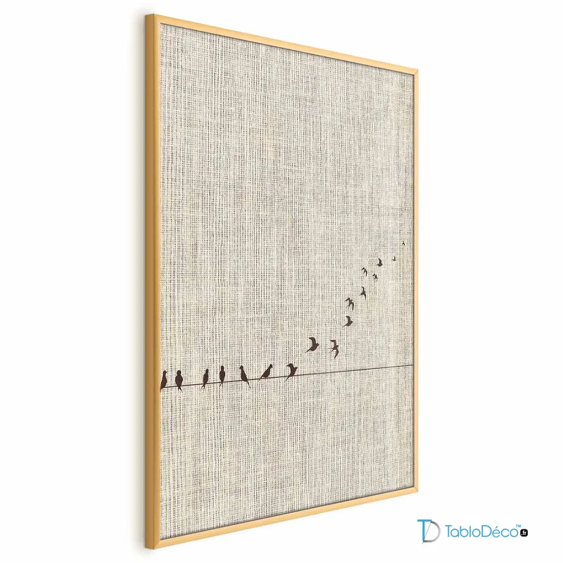 Poster hirondelles avec cadre doré