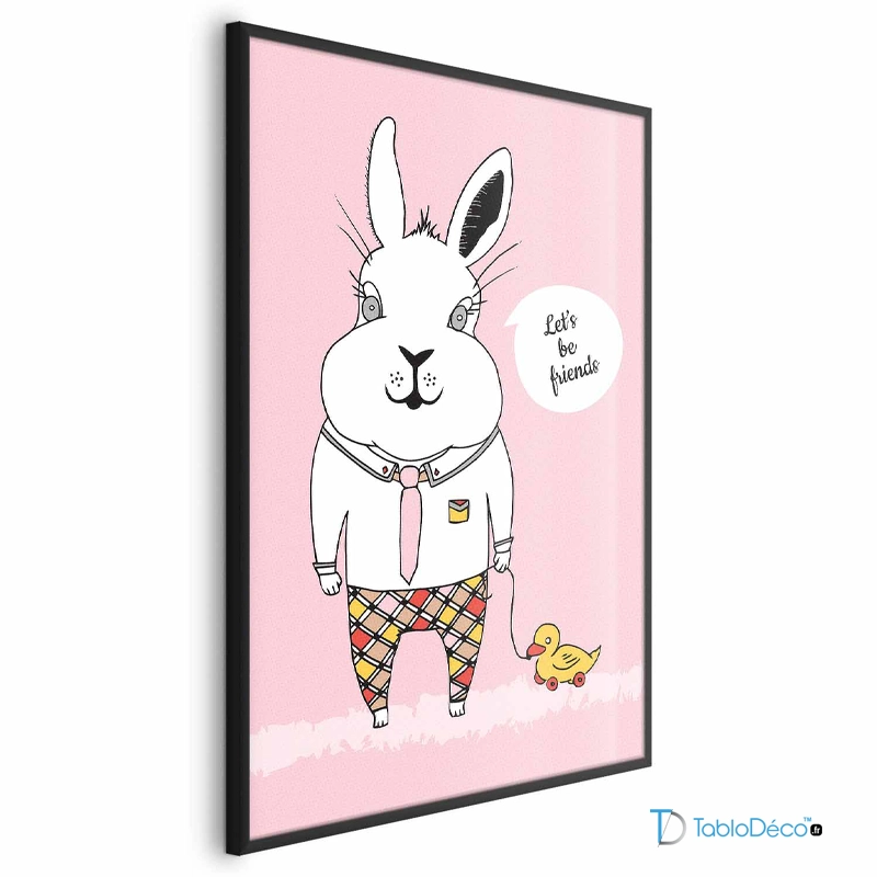 Poster Lapin Amical avec cadre noir