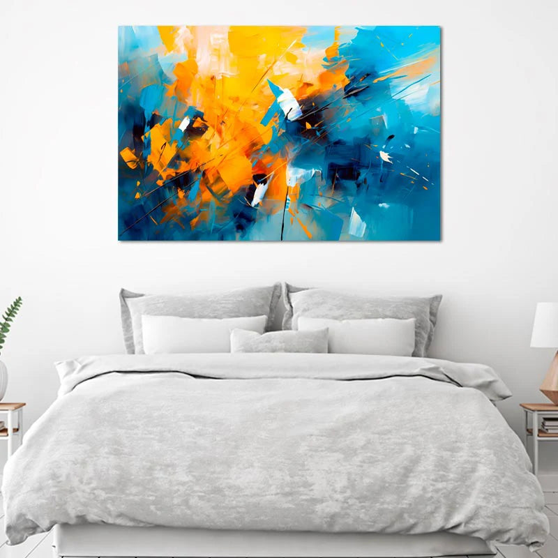 Tableau sur toile imprimée Abstrait Bleu et Jaune - TabloDéco.fr