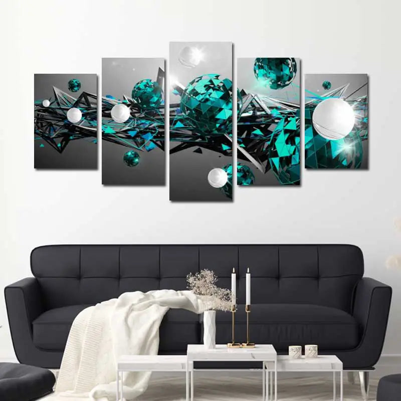 Tableau de décoration Abstrait Formes Géométriques turquoises - TabloDéco.fr