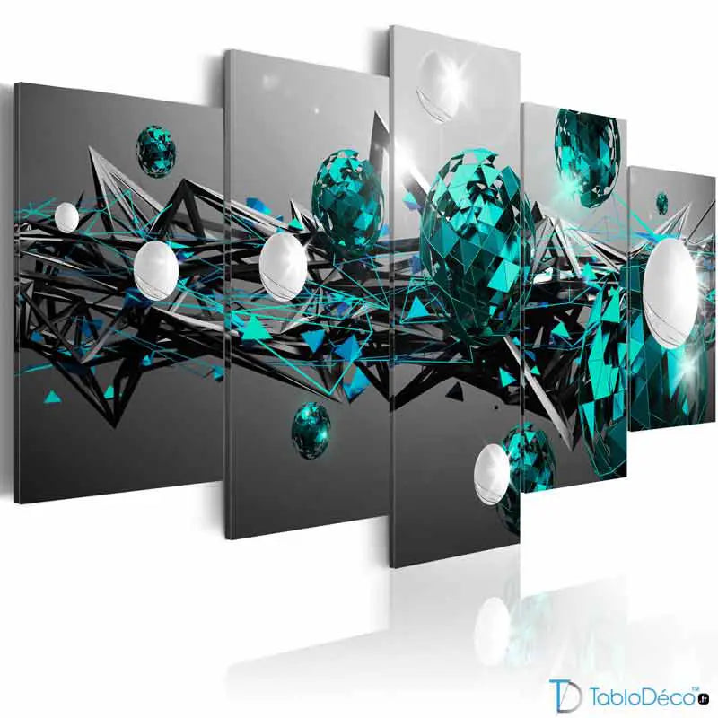 Tableau Abstrait Formes Géométriques Turquoise - TabloDéco.fr