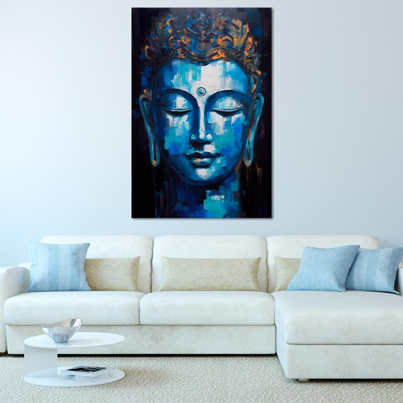 Tableau Bouddha Bleu et Calme