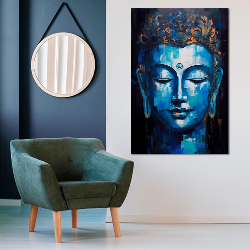 Tableau Bouddha Bleu et Calme