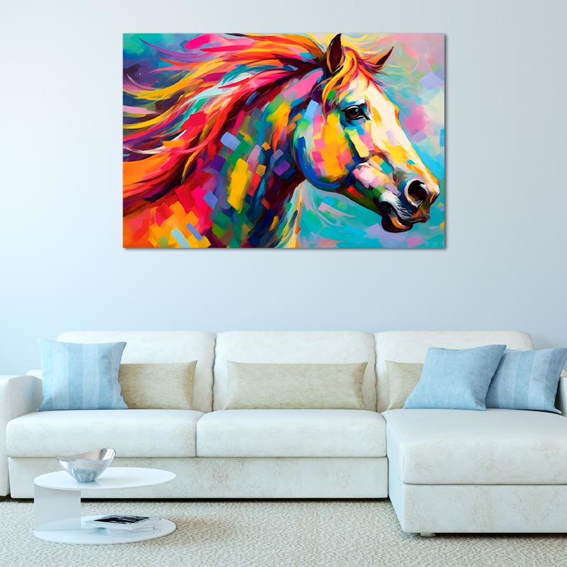 Toile décorative d'un Cheval Multicolore - TabloDéco.fr