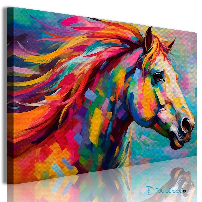 Acheter un Tableau avec un Cheval Multicolore - TabloDéco.fr