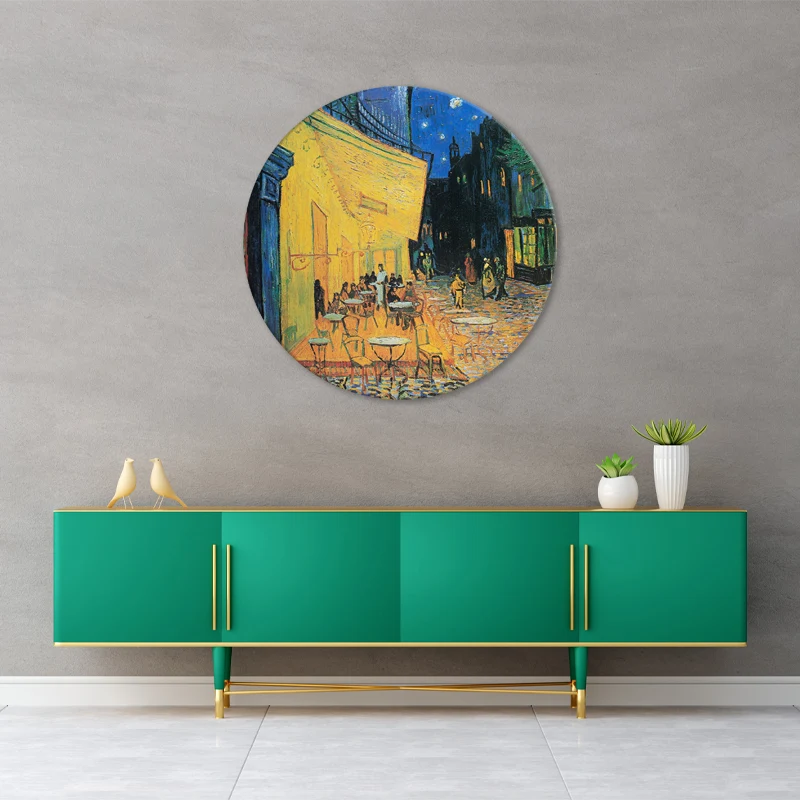 Tableau sur toile de forme circulaire - la Terrasse du Café le Soir de Van Gogh