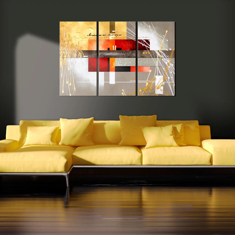 Tableau Déco Moderne en 3 parties dans un salon