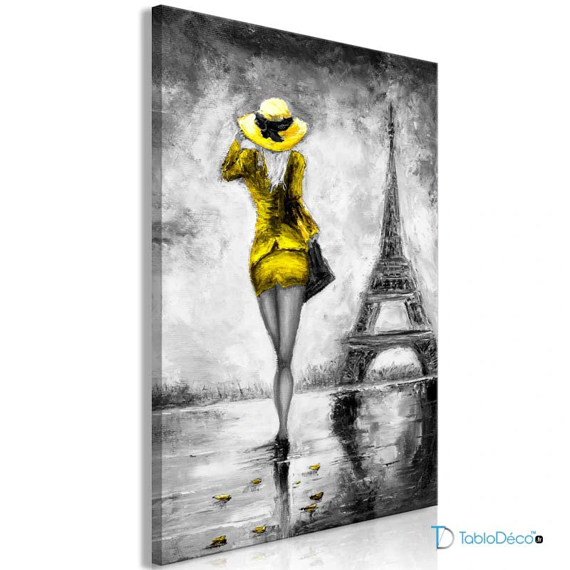 Acheter un Tableau d'une Femme en Robe Jaune - TabloDéco.fr