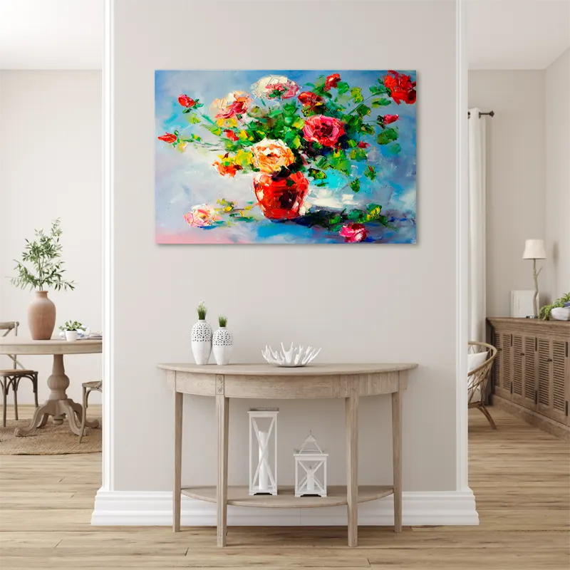Tableau peint à la main avec des Fleurs en Peinture Acrylique - TabloDéco.fr