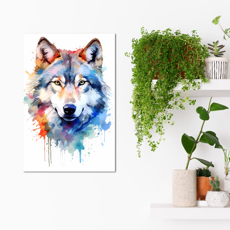 Tableau Loup Aquarelle - TabloDéco.fr