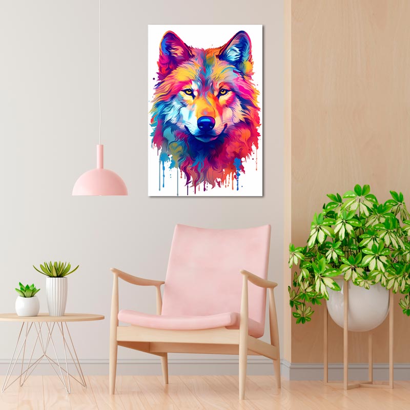 Tableau Loup Coloré - TabloDéco.fr