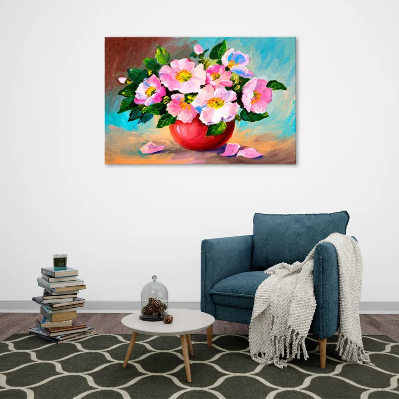 Tableau Peinture de décoration avec un Bouquet de Fleurs - TabloDéco.fr