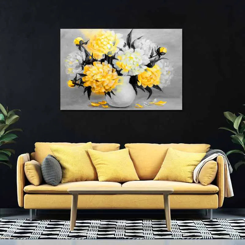 Tableau effet Peinture Fleur Jaune - TabloDéco.fr