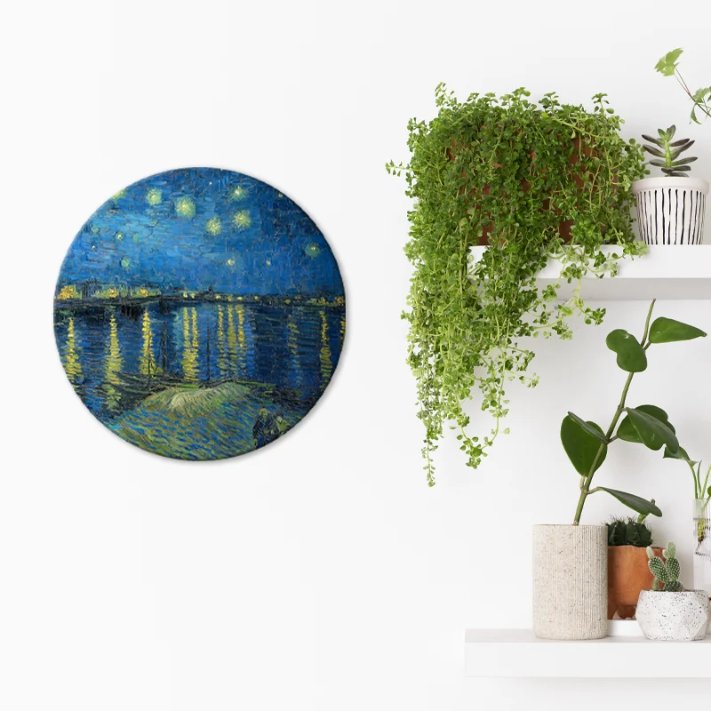 Tableau Rond sur toile de La Nuit étoilée sur le Rhône de Vincent Van Gogh