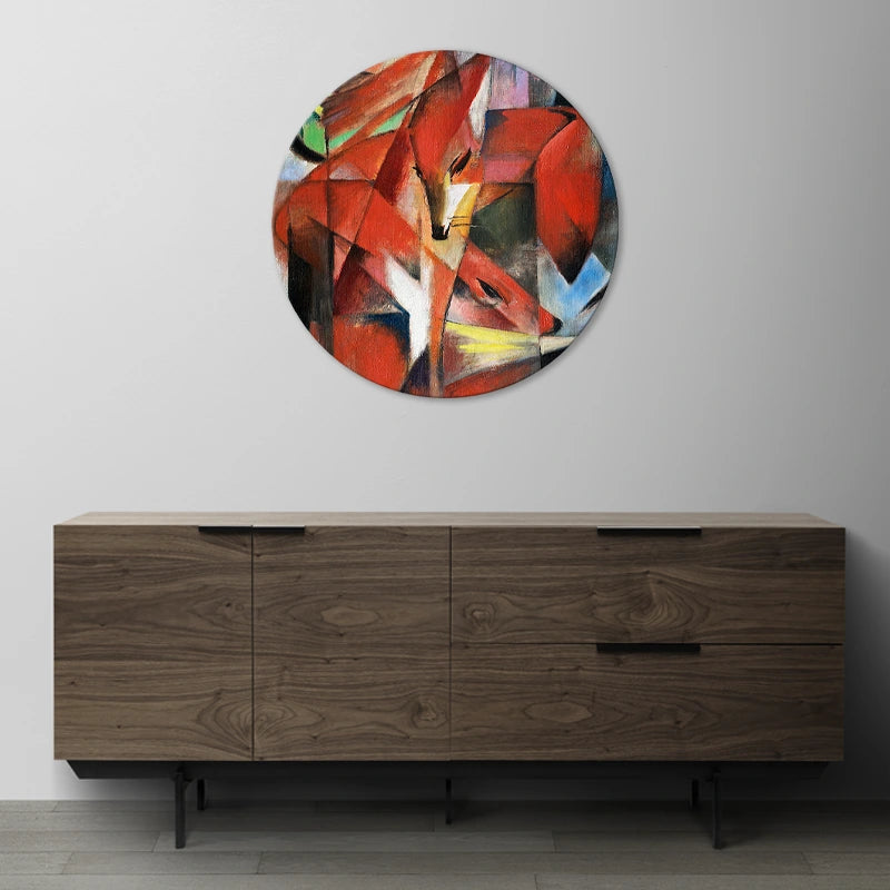 Tableau Rond sur toile des Renards de Franz Marc